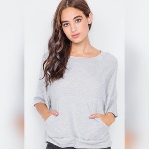 Heather Grey Raw Hem Sweater